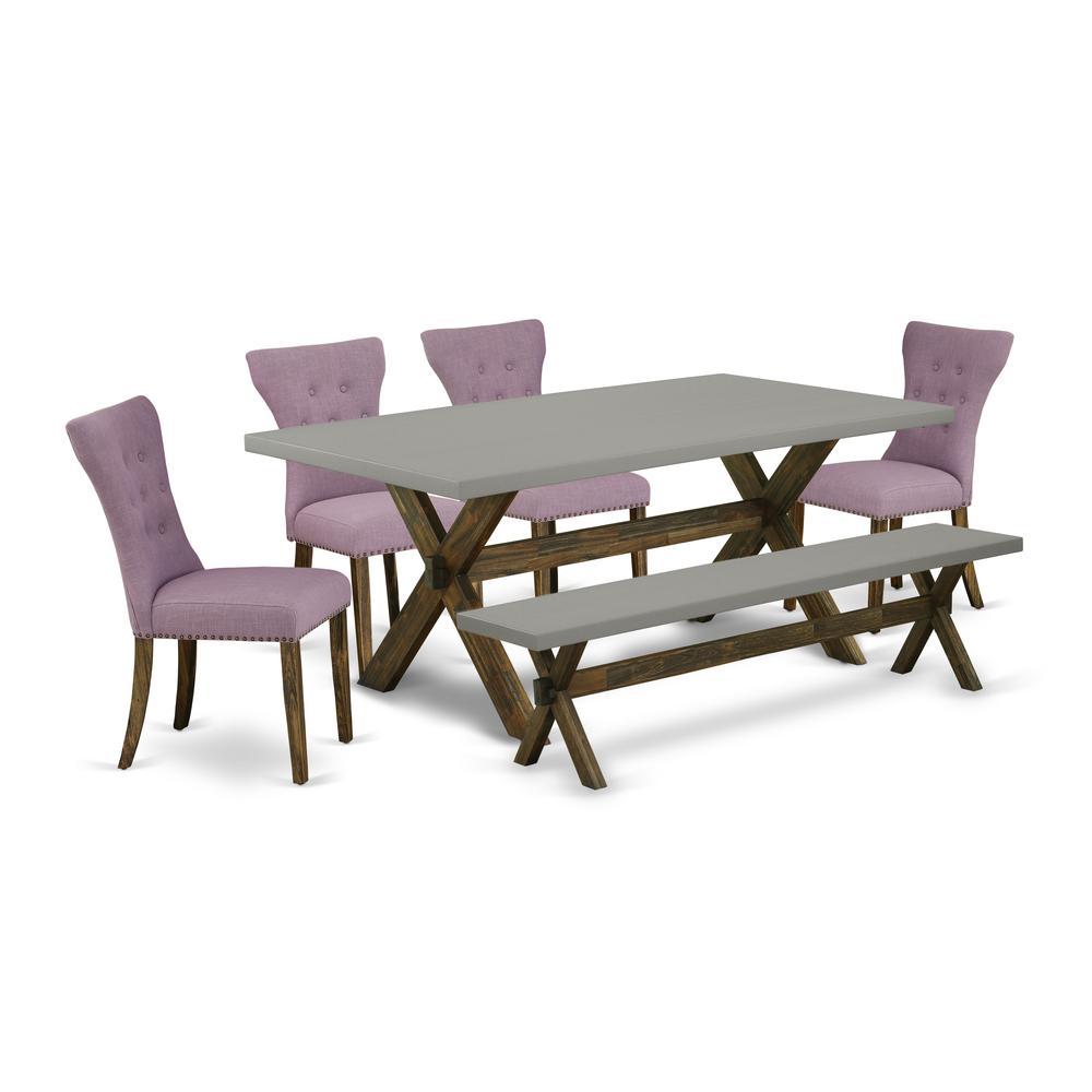 East West Furniture X797Ga740-6 - 6-Piece Modern Dining Table Set - 4 Padded Parson Chair and a Wood Dining Table Solid Wood Frame. Picture 1