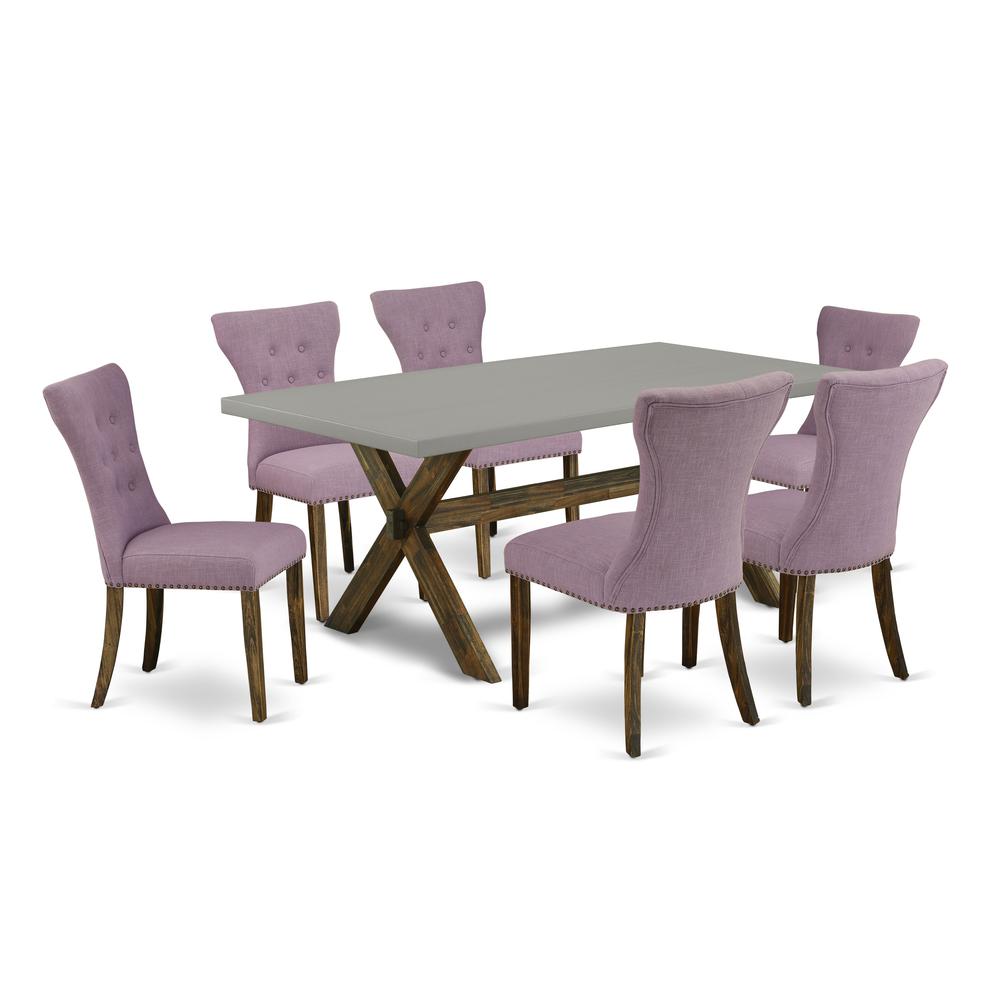 East West Furniture X797Ga740-7 - 7-Piece Dining Room Table Set - 6 Parson Dining Chairs and Dinette Table Hardwood Frame. Picture 1