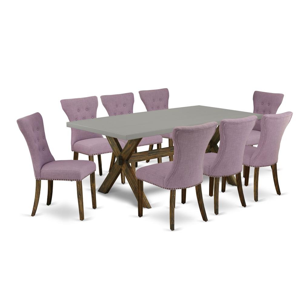 East West Furniture X797Ga740-9 - 9-Piece Dining Table Set - 8 Parsons Chairs and a a Rectangular Table Hardwood Frame. Picture 1