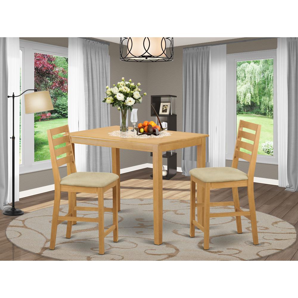 YACF3-OAK-C 3 PC counter height set - counter height Table and 2 dinette Chairs.. Picture 2