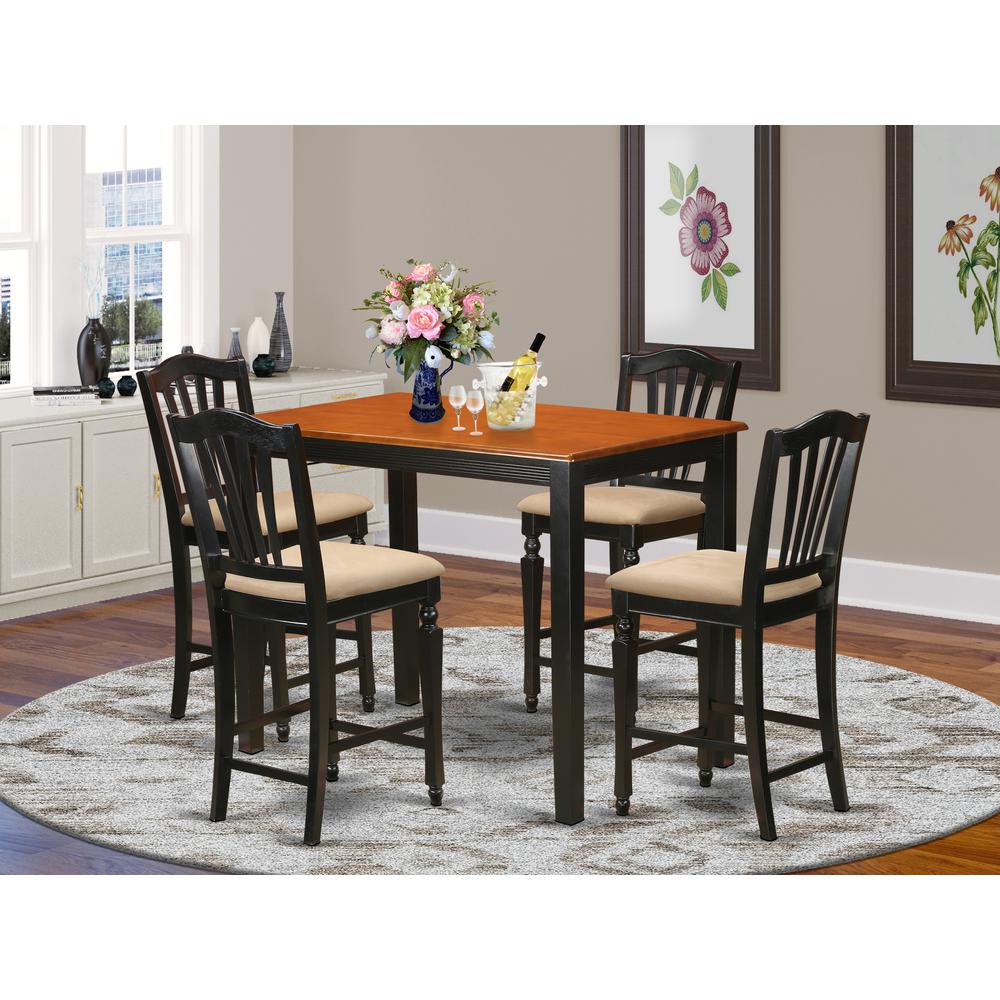YACH5-BLK-C 5 Pc Dining counter height set - Kitchen dinette Table and 4 counter height stool.. Picture 2