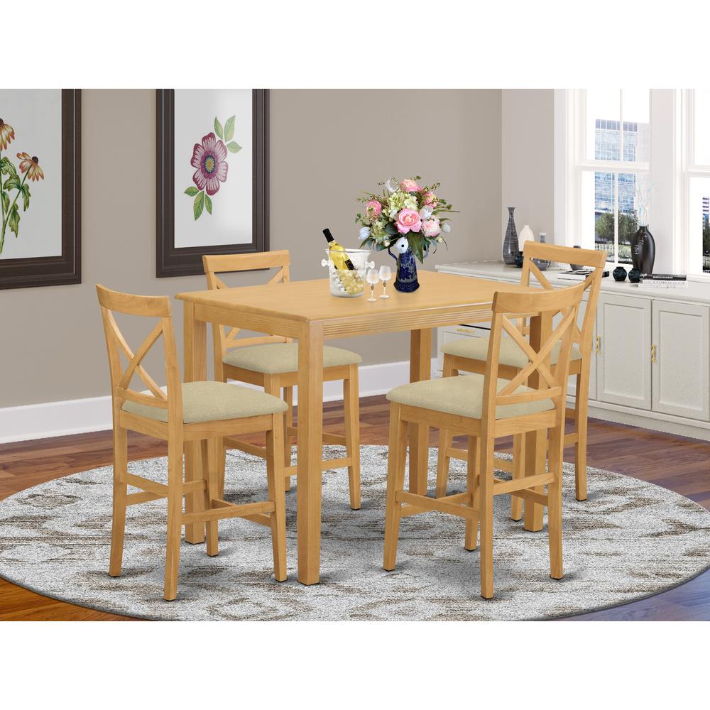 YAPB5-OAK-C 5 Pc counter height Dining set - high top Table and 4 Dining Chairs.. Picture 2