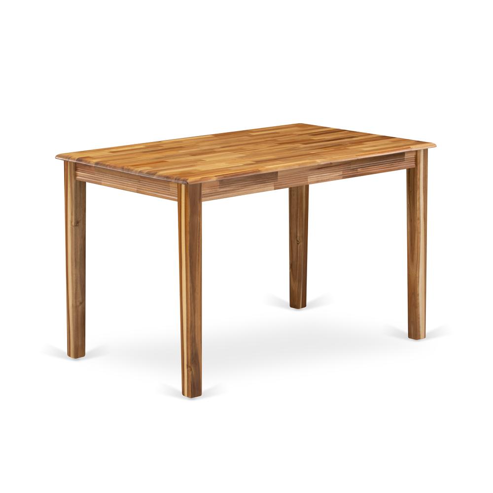 East West Furniture Wooden Dining Table - Natural Rectangular Table Top Surface and Asian Wood Dinner Table 4 Legs - Natural Finish. Picture 1