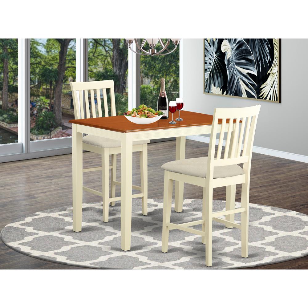 YAVN3-WHI-C 3 PC counter height Dining room set-pub Table and 2 Kitchen Chairs.. Picture 2