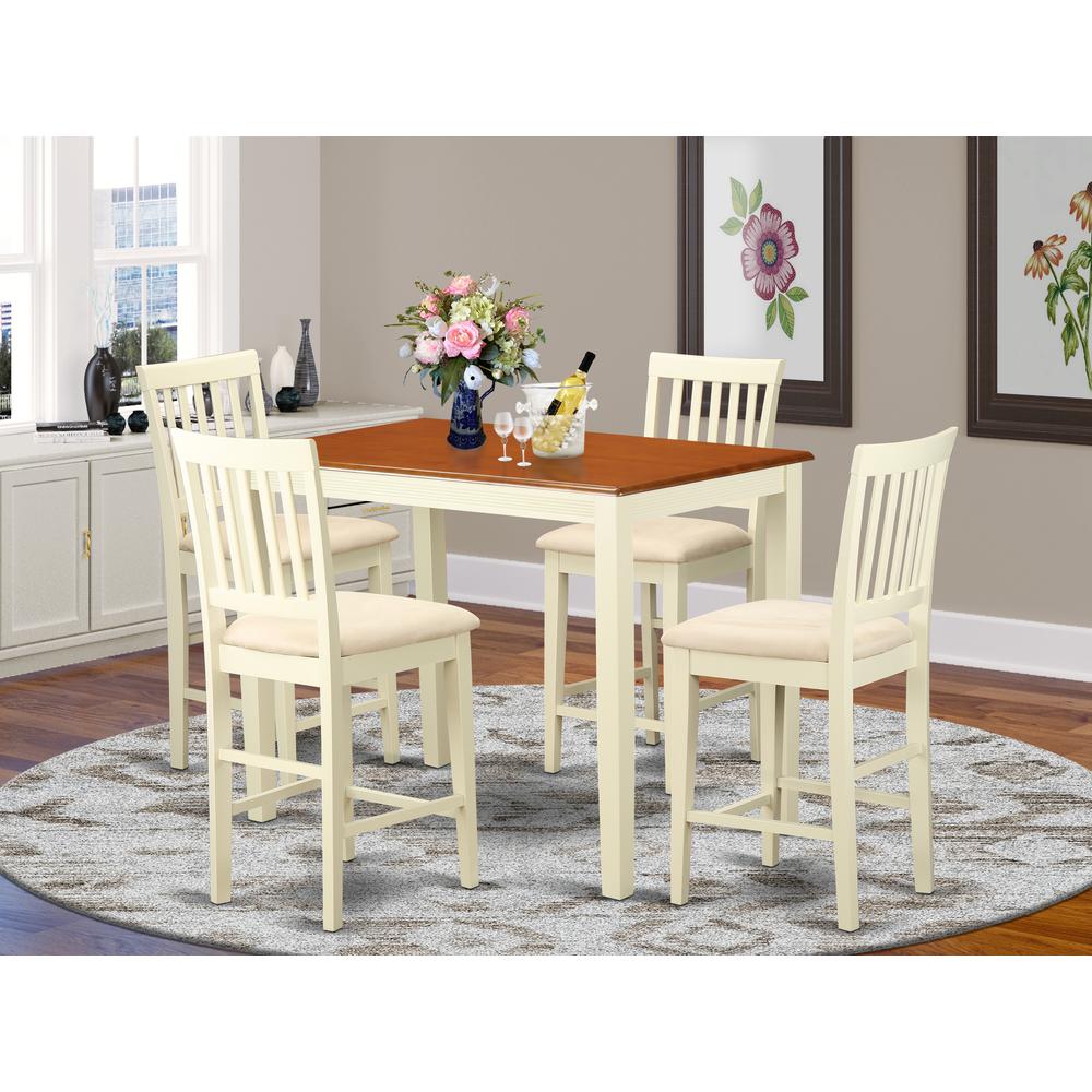 YAVN5-WHI-C 5 Pc counter height set - Dining Table and 4 counter height Dining chair.. Picture 2