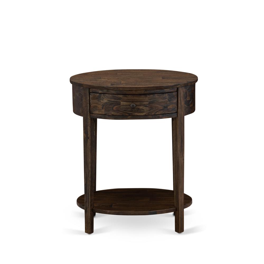HI-07-ET Small End Table with 1 Wood Drawer, Stable and Sturdy Constructed - Distressed Jacobean Finish. Picture 2