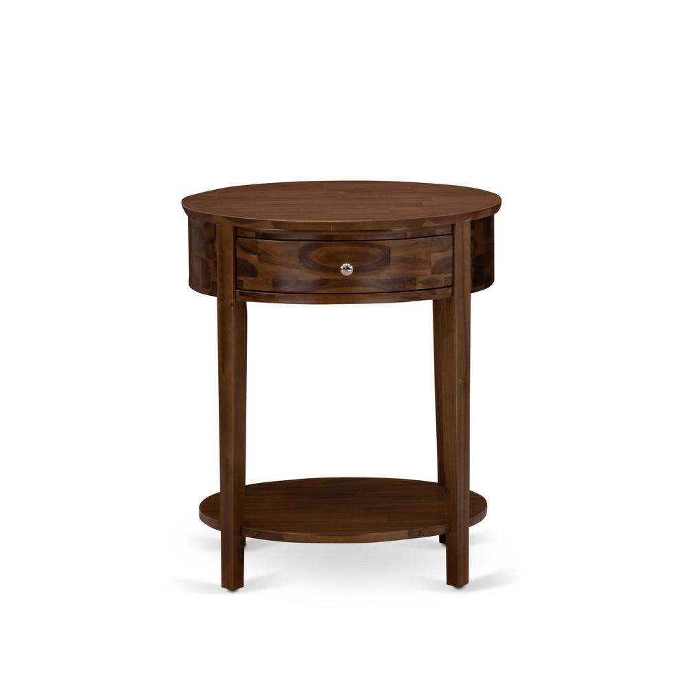 HI-08-ET Wooden Nightstand with 1 Wooden Drawer, Stable and Sturdy Constructed - Antique Walnut Finish. Picture 2