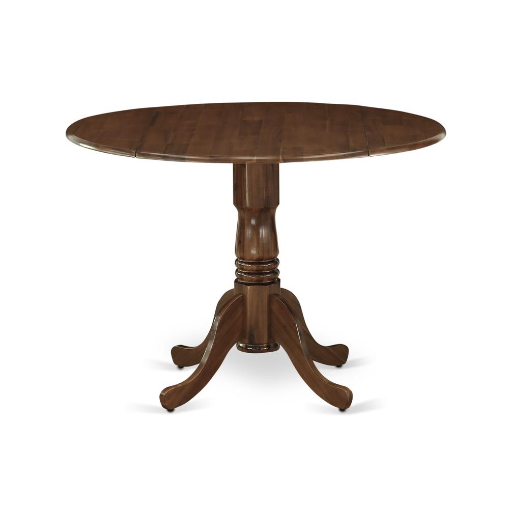 5 Piece Dining Table Set Contains a Round Solid Wood Table with Dropleaf. Picture 1