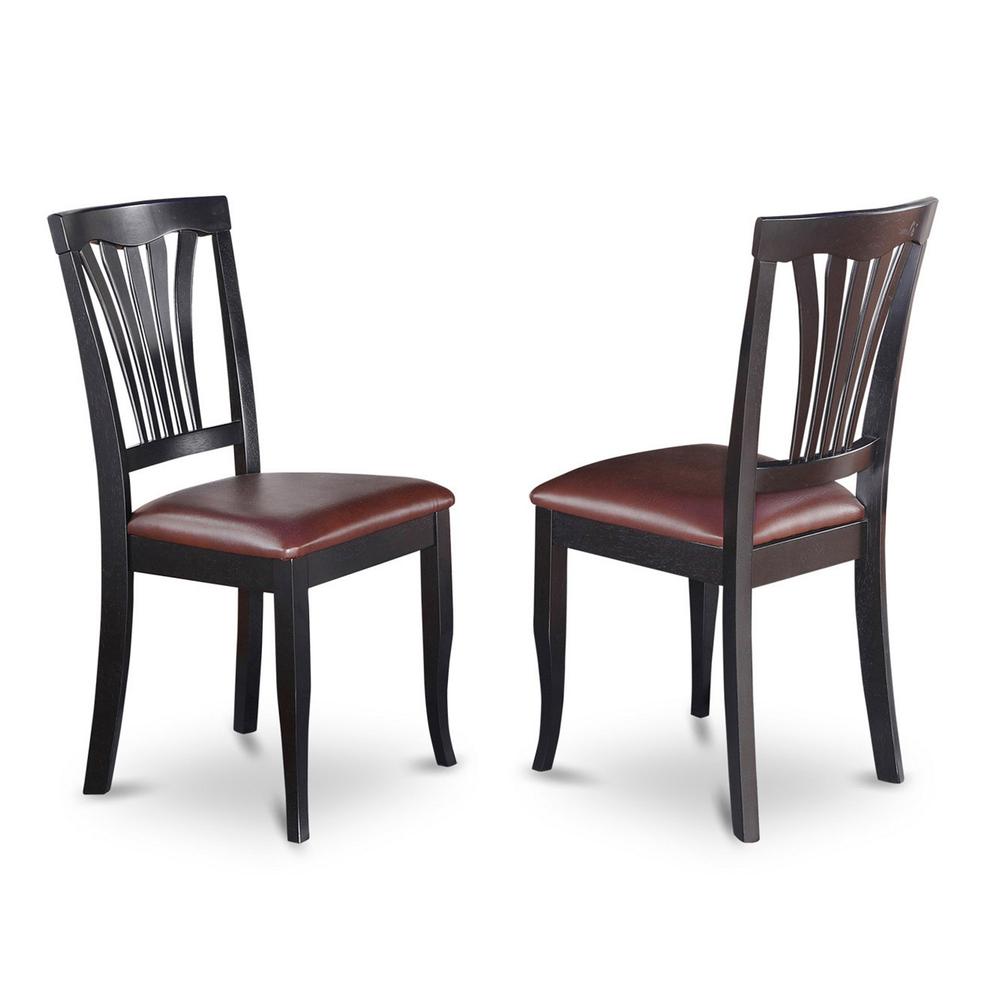 East West Furniture NOAV3-BLK-LC 3-Pc Dining Set 2 Upholstered Dining Chairs with Slatted Back and a Faux Leather Seat and Butterfly Leaf Dinette Table with Rectangular Top and 4 Legs- Black Finish. Picture 8