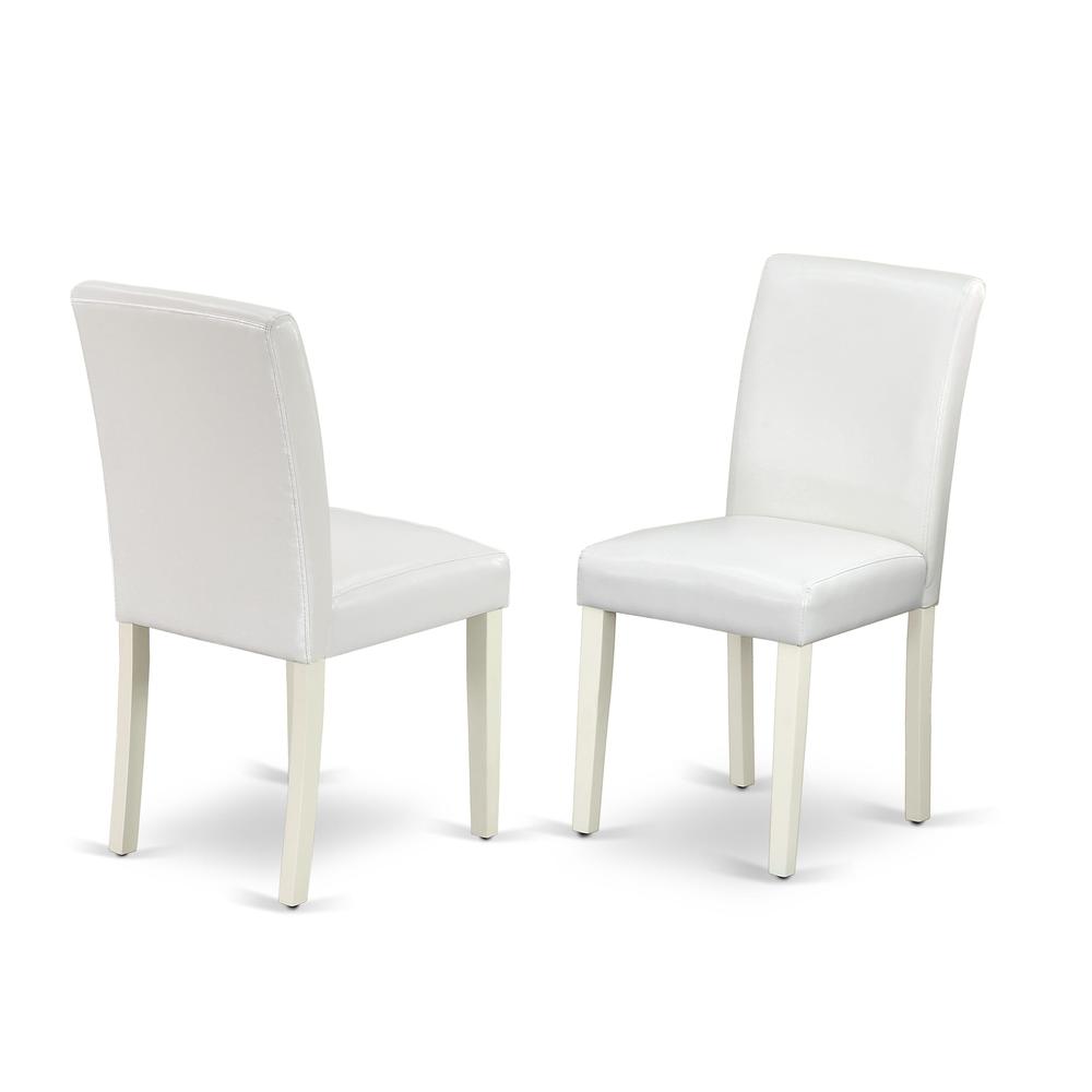 AMAB3-LWH-64 3 Piece Dinette Set - 1 Dining Room Table and 2 White Dinning Room Chairs - Linen White Finish. Picture 4
