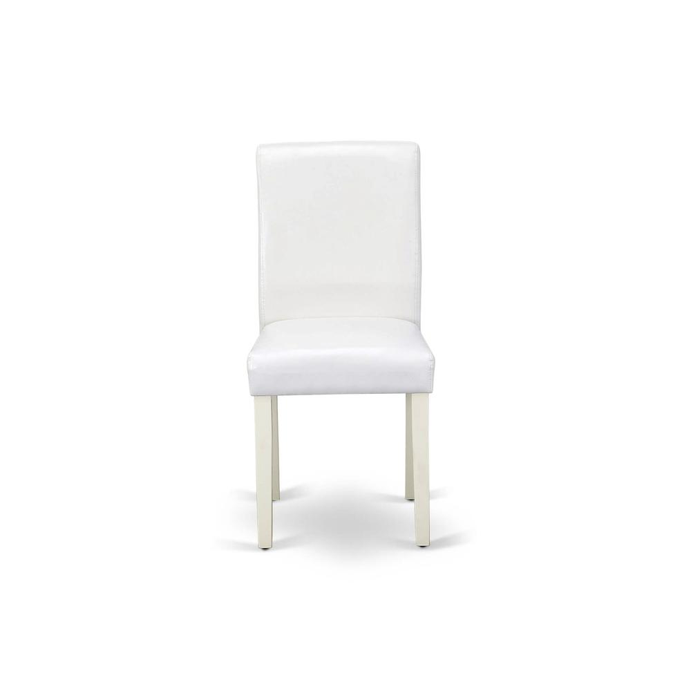 AMAB3-LWH-64 3 Piece Dinette Set - 1 Dining Room Table and 2 White Dinning Room Chairs - Linen White Finish. Picture 5