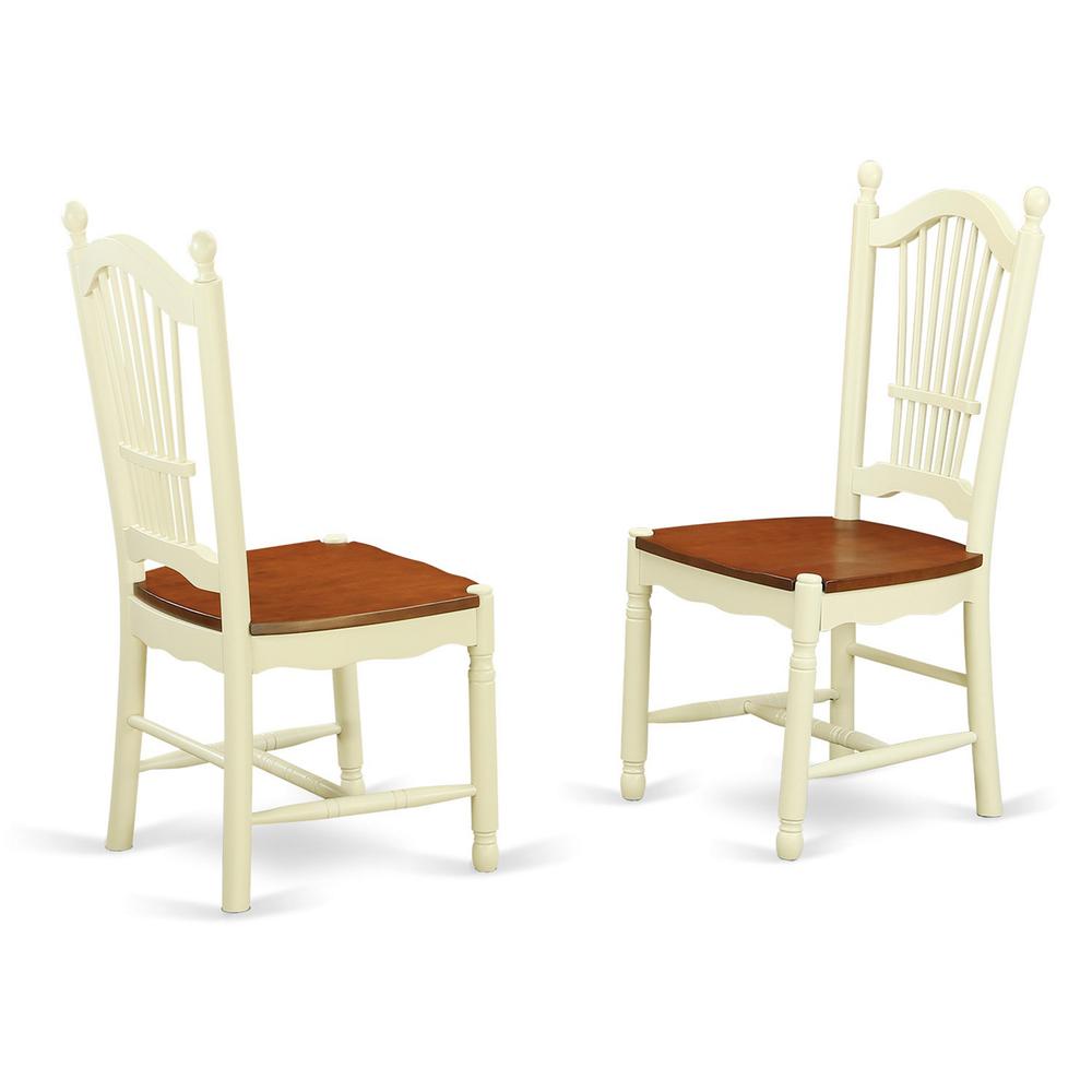 Dover  Dining  Room  Chairs  With  Wood  Seat  -  Finished  in  Buttermilk  and  Cherry,  Set  of  2. Picture 2