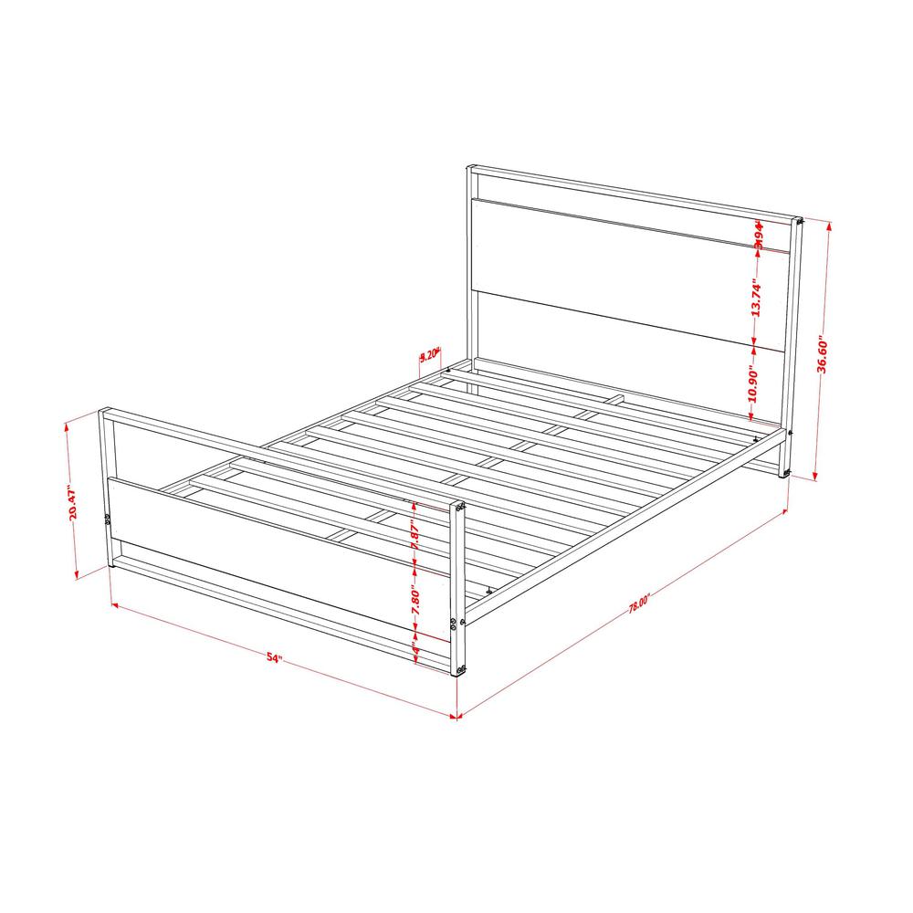 Erie Platform Bed Frame with 4 Metal Legs - High-class Bed in Powder Coating White Color and White Wood laminate. Picture 7