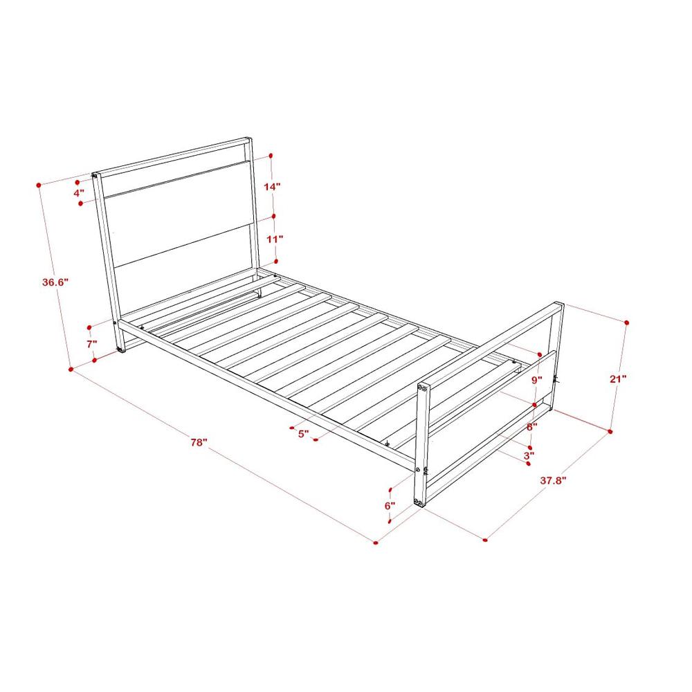 Erie metal bed frame with 4 Metal Legs - Lavish Bed in Powder Coating White Color and White Wood laminate. Picture 7