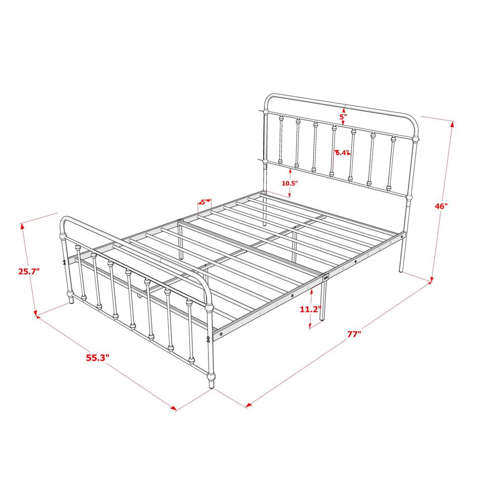 Garland Full Bed Frame with 6 Metal Legs - Magnificent Bed Frame in Powder Coating Silver Color. Picture 7