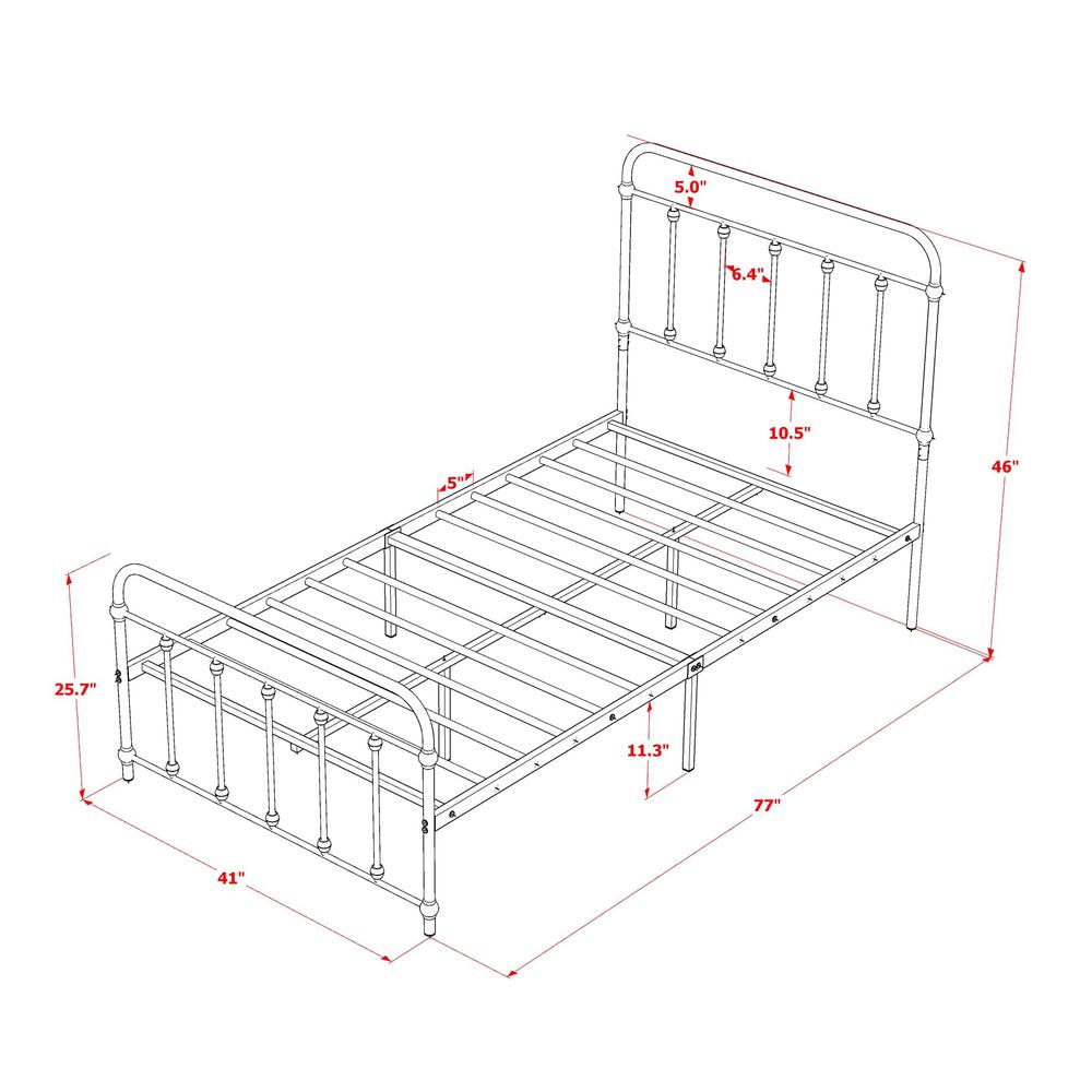 Garland Twin Bed Frame with 6 Metal Legs - Deluxe Bed Frame in Powder Coating Silver Color. Picture 7