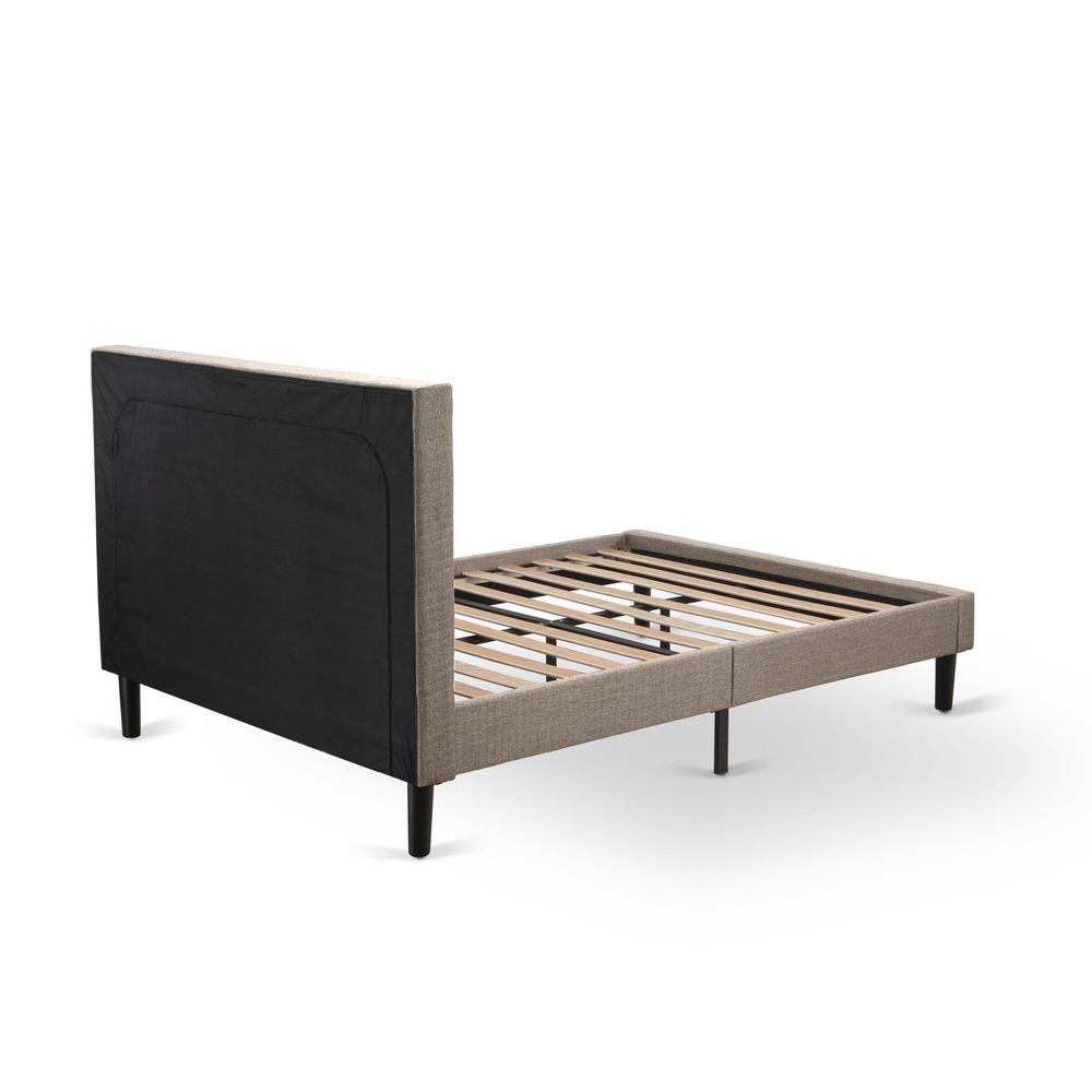 KD16F-1GA08 2 Pc Full Bed Set - Platform Bed Dark Khaki Headboard with 1 Wood Night Stand - Black Finish Legs. Picture 7