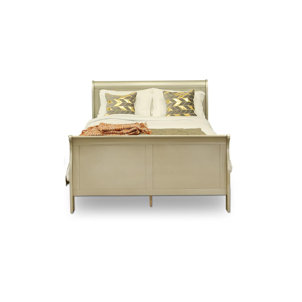 East West Furniture Louis Philippe 3 Piece Queen Size Bedroom Set in Metallic Gold Finish with Queen Bed, ,Dresser, Mirror,. Picture 4