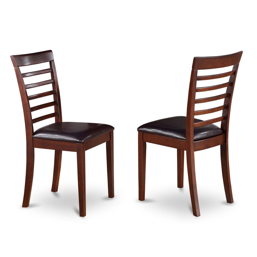 Milan  Kitchen  Chair  with  Faux  Leather  Seat  -  Mahogany  Finish,  Set  of  2. Picture 2