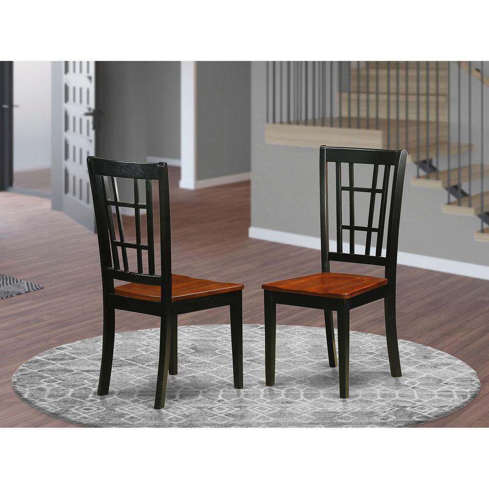Nicoli  Dining  Chair  with  Wood  Seat  in  Black  &  Cherry  finish,  Set  of  2. Picture 1
