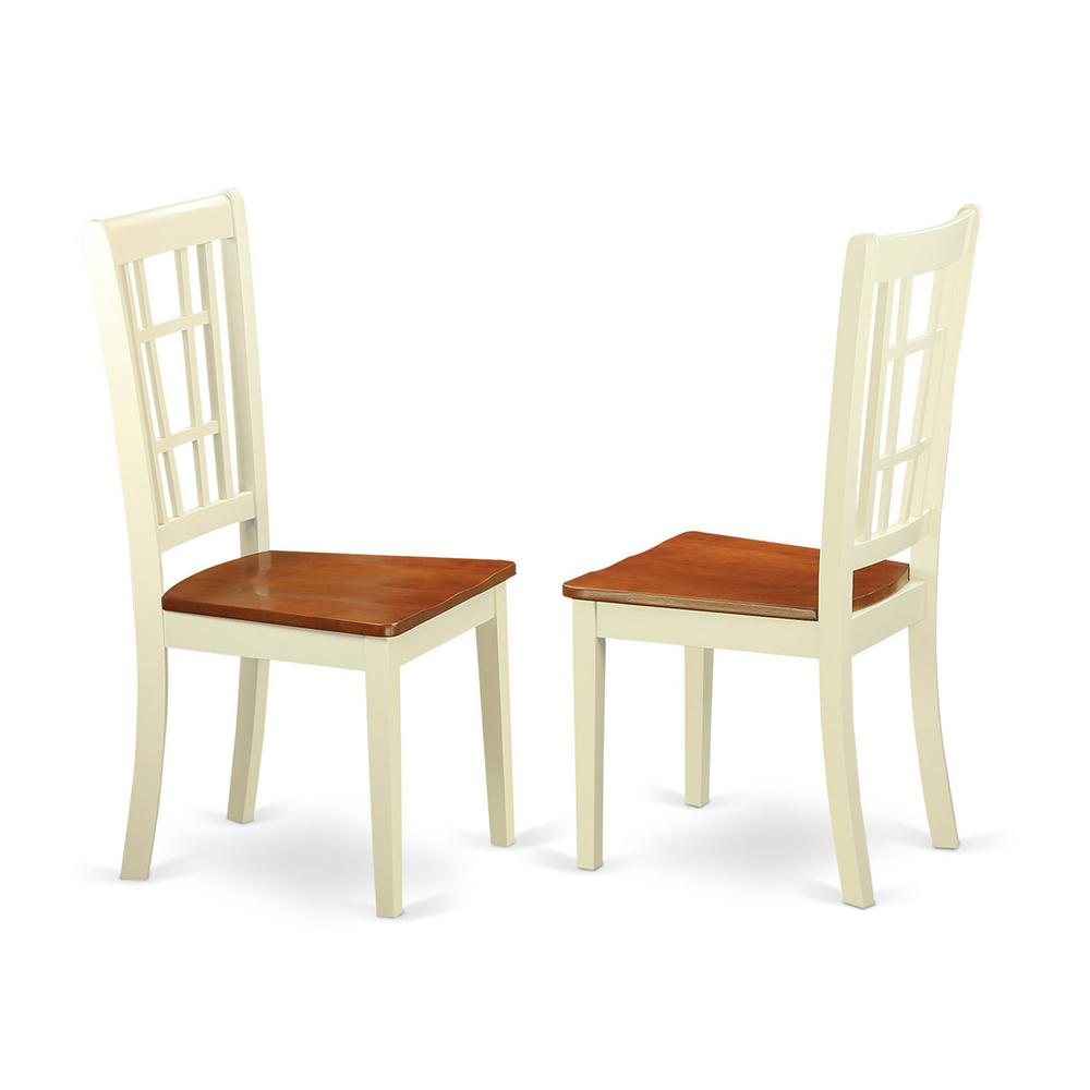 Nicoli  Dining  Chair  with  Wood  Seat  buttermilk  &  brown  finish,  Set  of  2. Picture 2