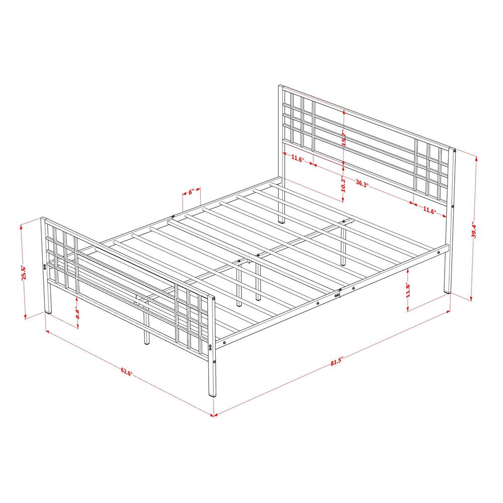 Tyler Queen Platform Bed with 9 Metal Legs - Magnificent Bed in Powder Coating Black Color. Picture 7