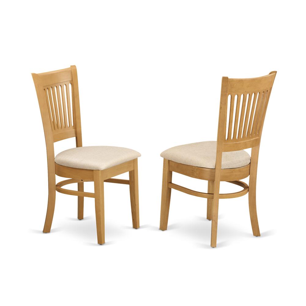 CAVA5C-OAK-C 5 Pc Dining room set - small Table and 2 Dining Chairs plus 2 Wooden benches. Picture 4