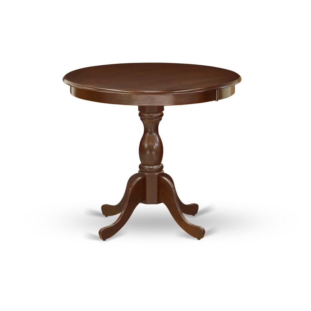 AMIP3-MAH-W 3 Piece Dining Table Set - 1 Pedestal Table and 2 Mahogany Dining Chairs - Mahogany Finish. Picture 3