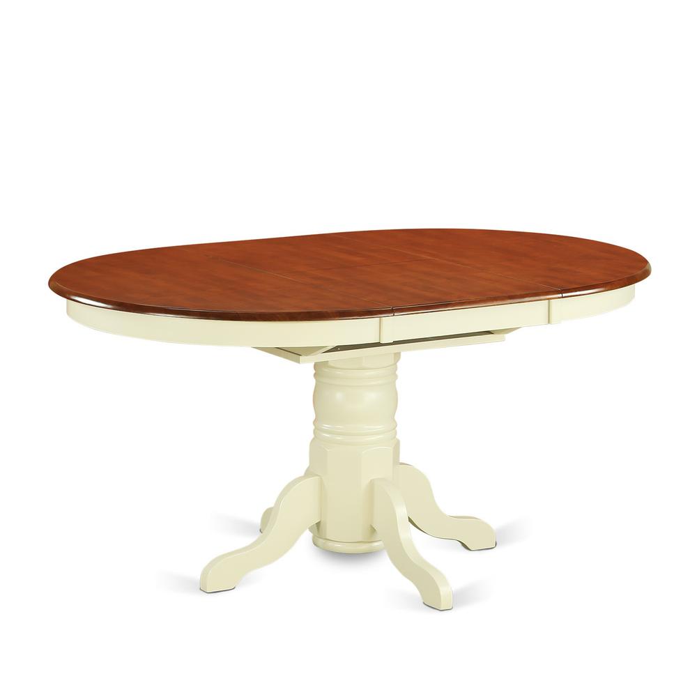 7  Pc  Kenley  Dinette  Table  with  a  Leaf  and  6  Wood  Seat  Chairs  in  Buttermilk  and  Cherry. Picture 3
