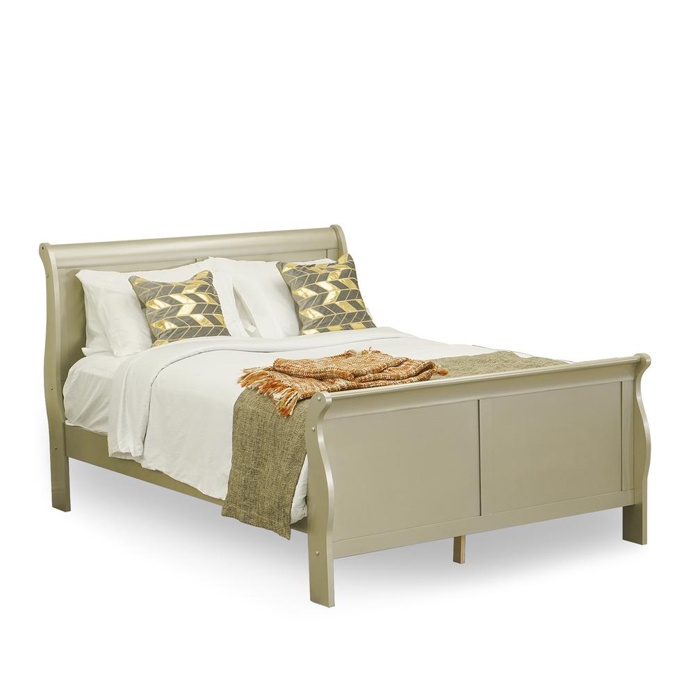 East West Furniture Louis Philippe 4 Piece Queen Size Bedroom Set in Metallic Gold Finish with Queen Bed,2 Nightstands Chest. Picture 2