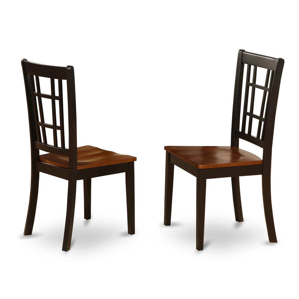 Nicoli  Dining  Chair  with  Wood  Seat  in  Black  &  Cherry  finish,  Set  of  2. Picture 2