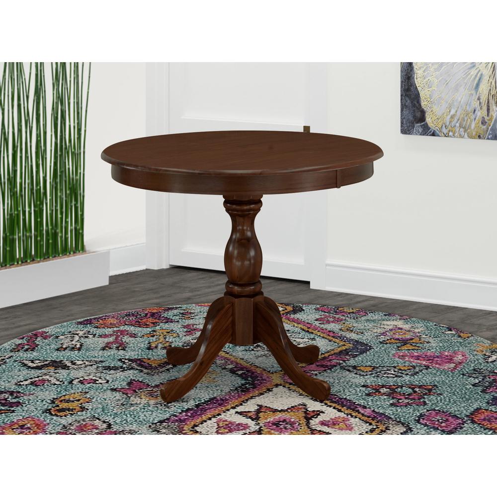 Round wood table Mahogany Color Table Top Surface and Asian Wood Round dining table Pedestal Legs -Mahogany Finish. Picture 1
