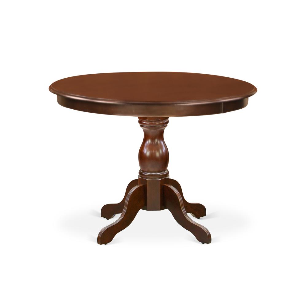 HBT-MAH-TP East West Furniture Gorgeous Dinette Table with Mahogany Color Table Top Surface and Asian Wood Dining Table Pedestal Legs - Mahogany Finish. Picture 1