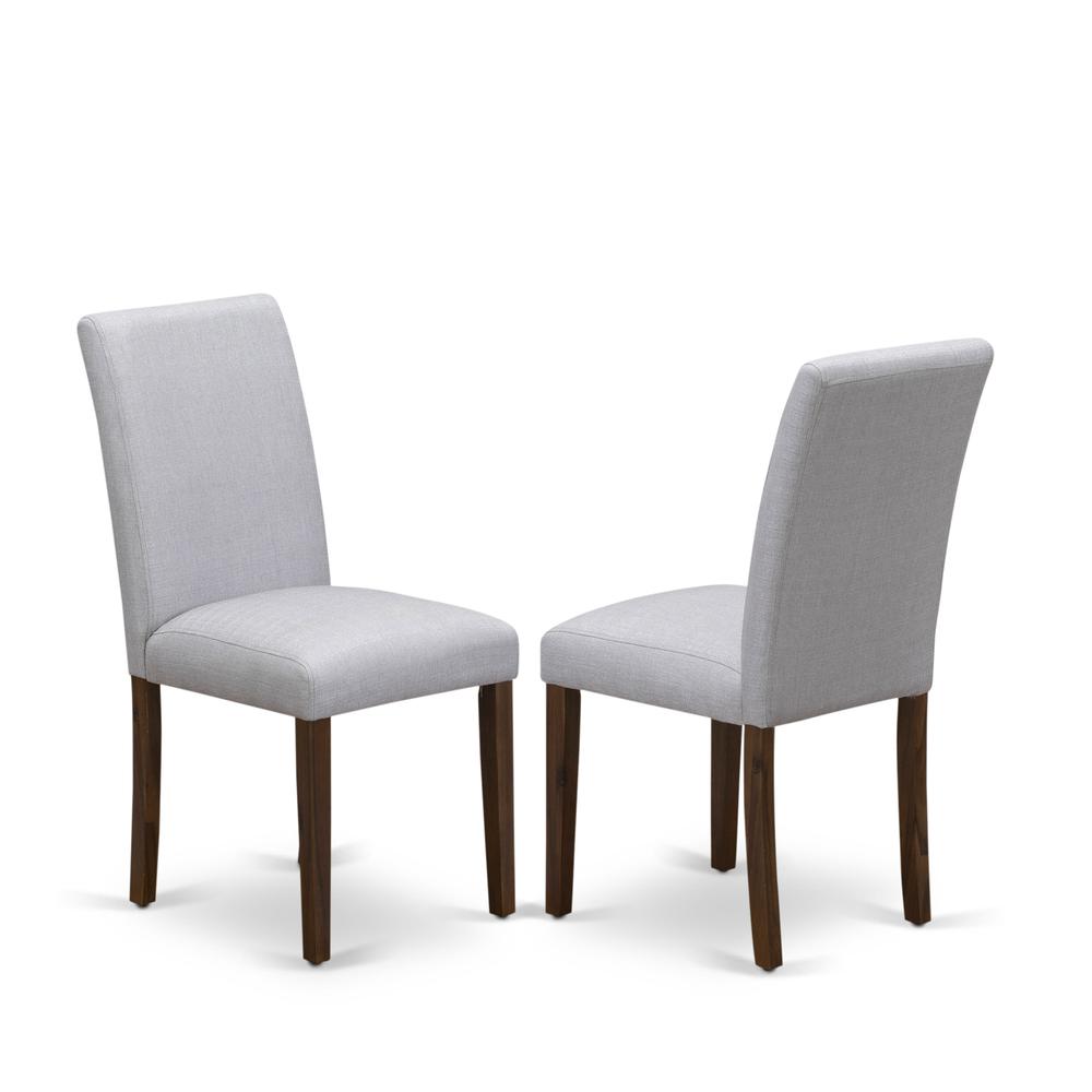 ABP8T05 - Set of 2 - Modern Chairs- Wooden Chair Includes Antique Walnut Wooden Structure with Grey Linen Fabric Seat and Simple Back. Picture 1