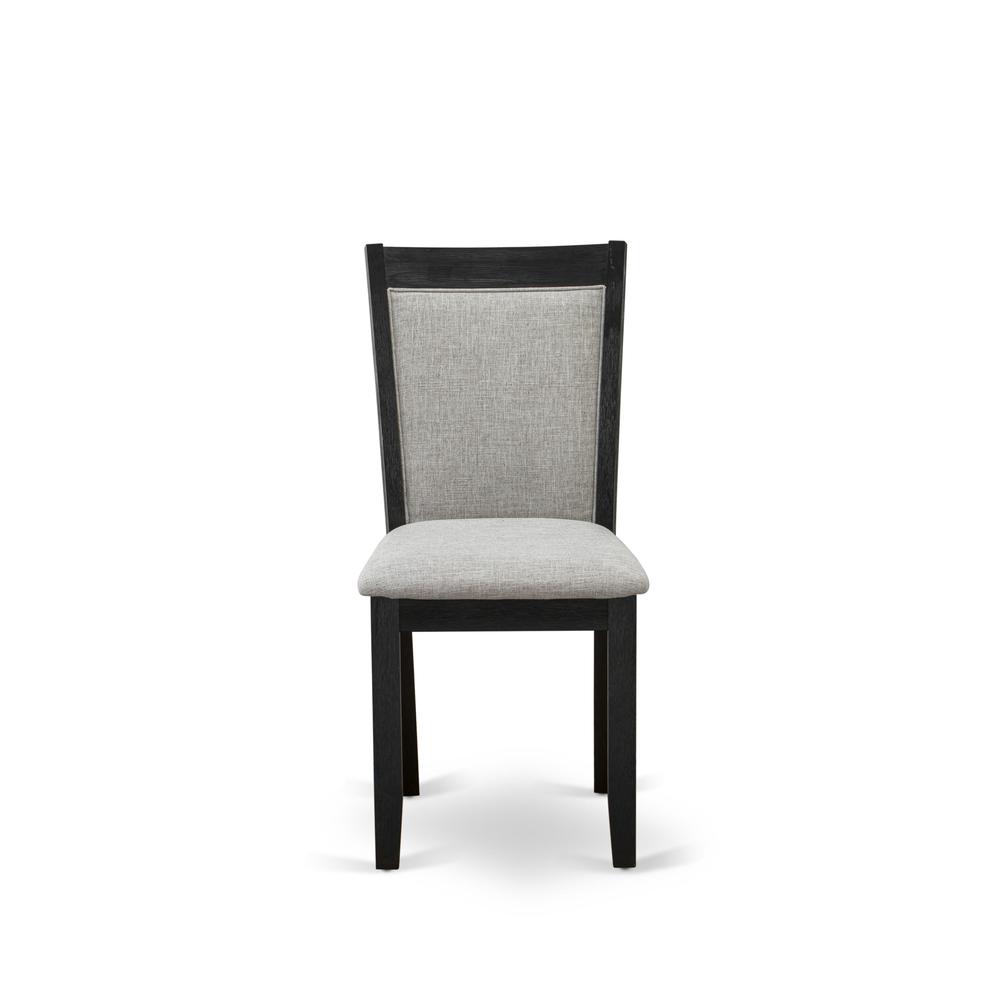 V627MZ606-7 7 Pc Dining Room Set - Linen White Dining Table with 6 Shitake Dining Chairs - Wire Brushed Black Finish. Picture 7
