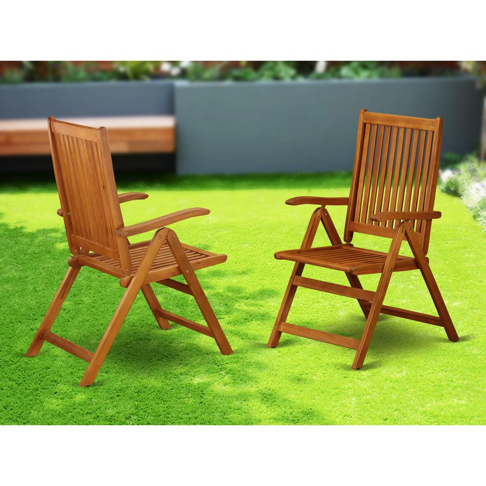 Wooden Patio Chair Natural Oil set of 2 , BCNC5NA. Picture 2