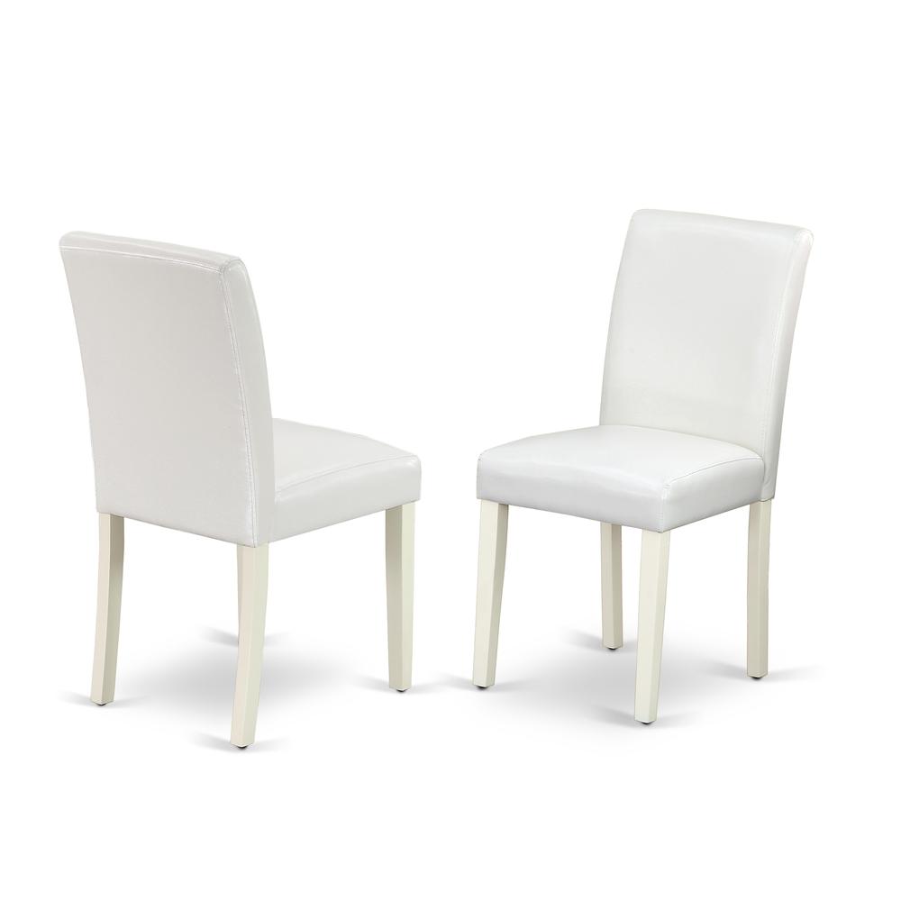 East West Furniture V027AB264-7 7-Piece Beautiful Sining Room Set an Excellent Linen White rectangular Table Top and 6 Amazing Pu Leather Dining Chairs with Stylish Chair Back, Linen White Finish. Picture 3