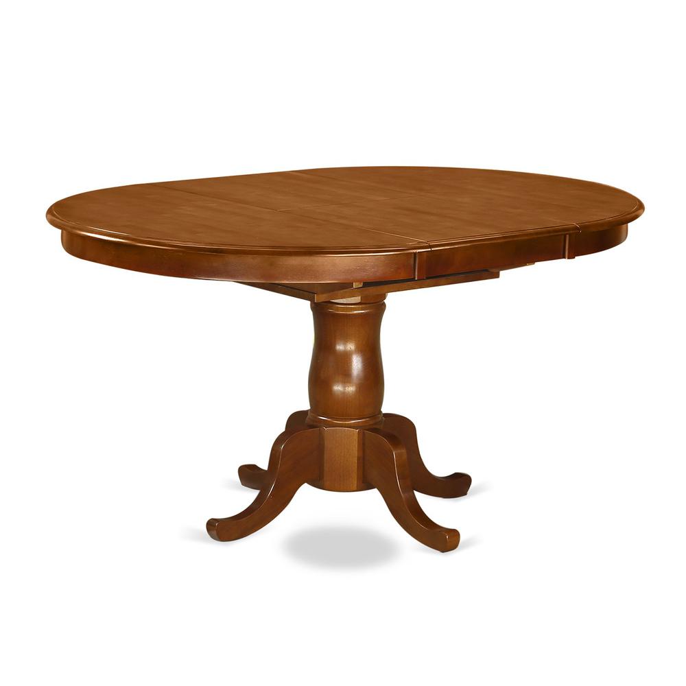 POPL7-SBR-C 5 Pc Portland Table having 18" Leaf and 4 hard wood Seat Chairs in Saddle Brown .. Picture 3