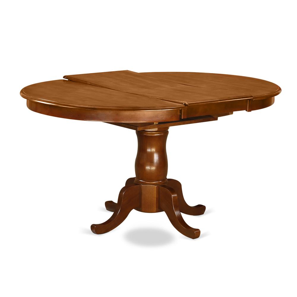 POPL7-SBR-C 5 Pc Portland Table having 18" Leaf and 4 hard wood Seat Chairs in Saddle Brown .. Picture 4