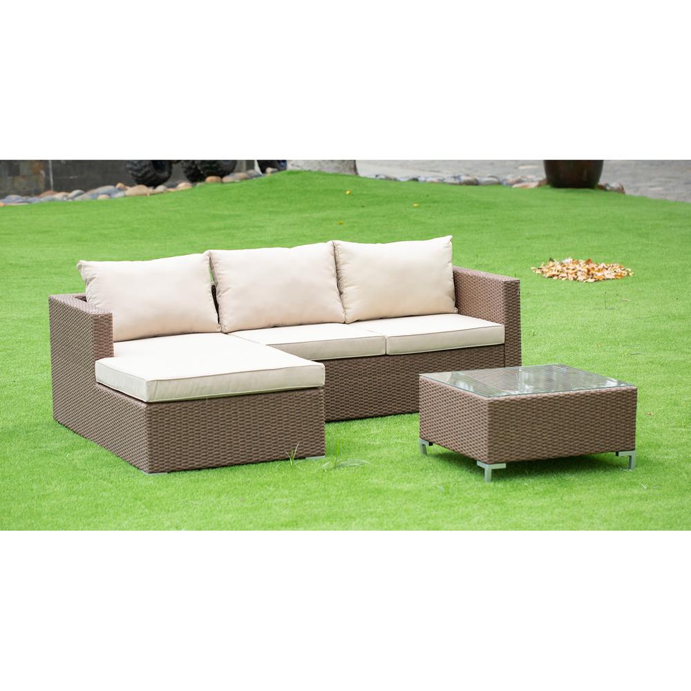 Wicker Patio Set Brown, ACL3S02A. Picture 2