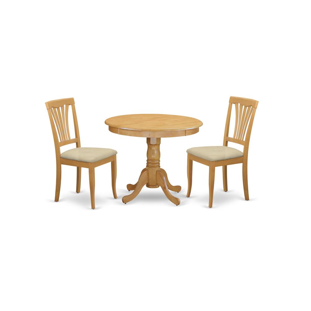 ANAV3-OAK-C 3 Pc Dining room set - Kitchen dinette Table and 2 Kitchen Dining Chairs. Picture 1