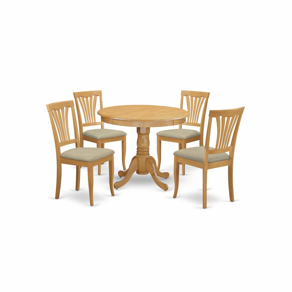 ANAV5-OAK-C 5 Pc Dinette Table set - Kitchen dinette Table and 4 Kitchen Chairs. Picture 1