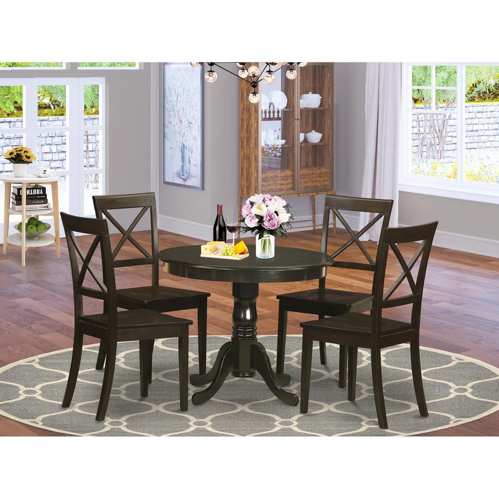 5  Pc  small  Kitchen  Table  and  Chairs  set-round  Kitchen  Table  and  4  Dining  Chairs. Picture 1