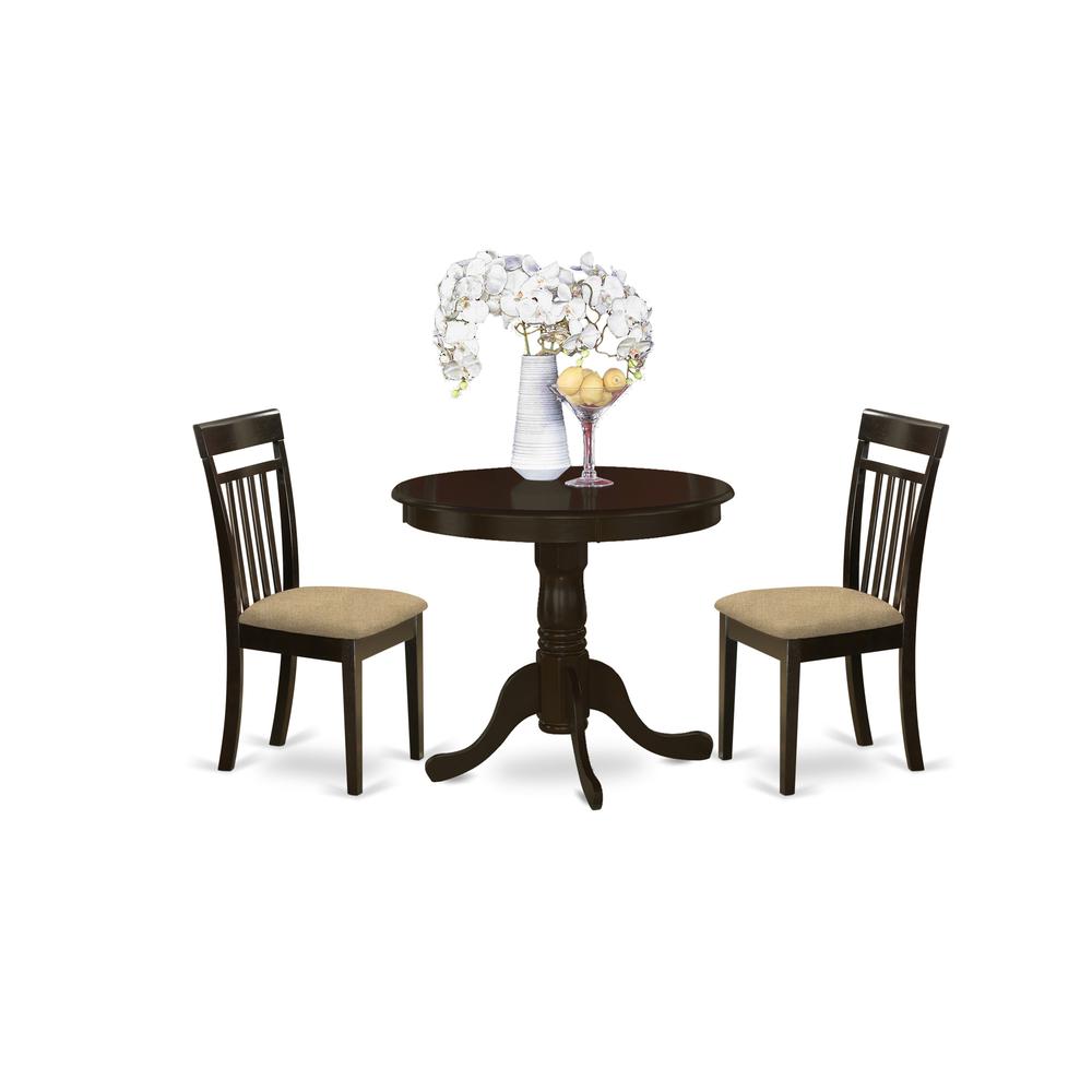 ANCA3-CAP-C 3 Pc small Kitchen Table set-breakfast nook plus 2 dinette Chairs. Picture 1