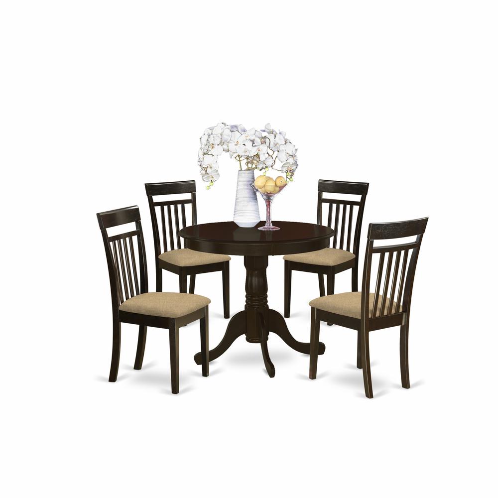 ANCA5-CAP-C 5 Pc Kitchen Table-Kitchen Dining nook plus 4 Dining Chairs. Picture 1