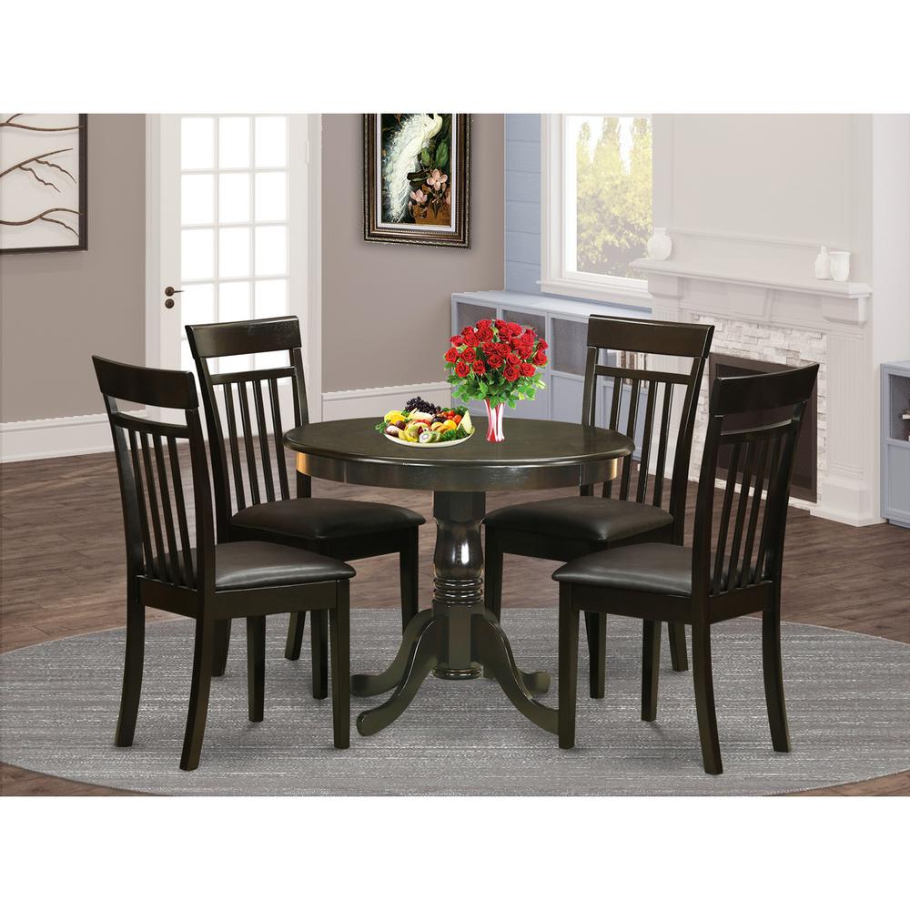 5  PC  small  Kitchen  Table  and  Chairs  set-round  Table  and  4  Chairs  for  Dining  room. Picture 1