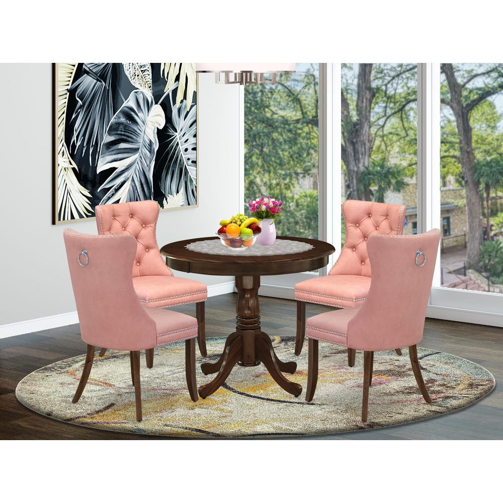 5 Piece Dinette Set Consists of a Round Dining Table with Pedestal. Picture 1