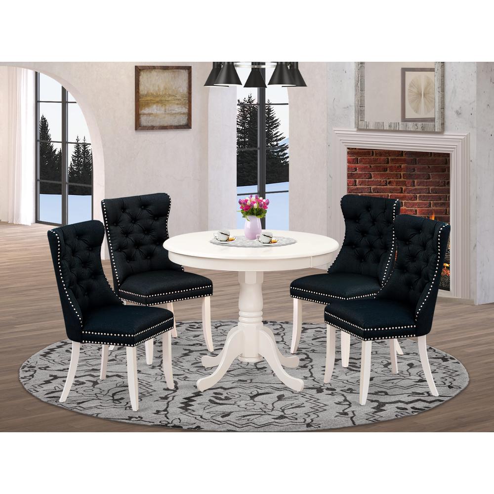 5 Piece Dining Room Set Consists of a Round Wooden Table with Pedestal. Picture 1