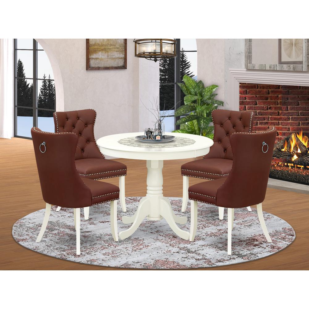 5 Piece Kitchen Table Set for Small Spaces Contains a Round Dining Table. Picture 1