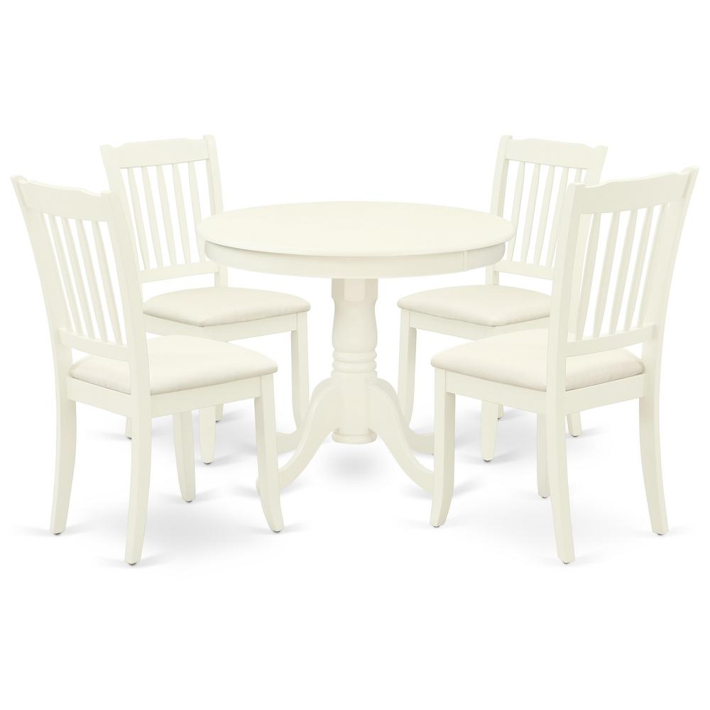 Dining Room Set Linen White, ANDA5-LWH-C. Picture 1